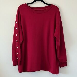 The Sweatshirt Project Red Long Sleeve Top with Snap Detail – Size Large